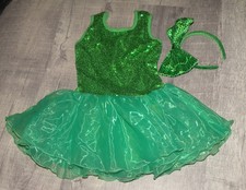 ARSHRINER Girls DANCE Dress COSTUME Sz 140 Irish SEQUINS Green HEADBAND BOW