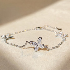 Moissanite Butterfly Bracelet Hearts & Arrows S925