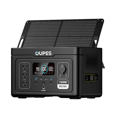 OUPES Exodus 1200 1200W 992Wh Power Station Solar Generator+100W Solar Panels-
