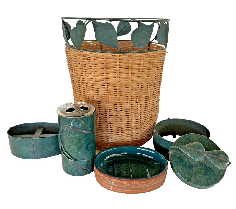 Vintage Springs Vintage Wicker & Metal Ivy Leaf Vine Bath Room Set