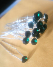 CraftbuddyUS 20 GREEN 8mm Glass Crystal Rhinestone Diamante Wedding Bridal Pin