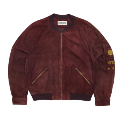 ICEBERG Life Style Vintage Leather Suede Bomber Jacket Pelle Coat 