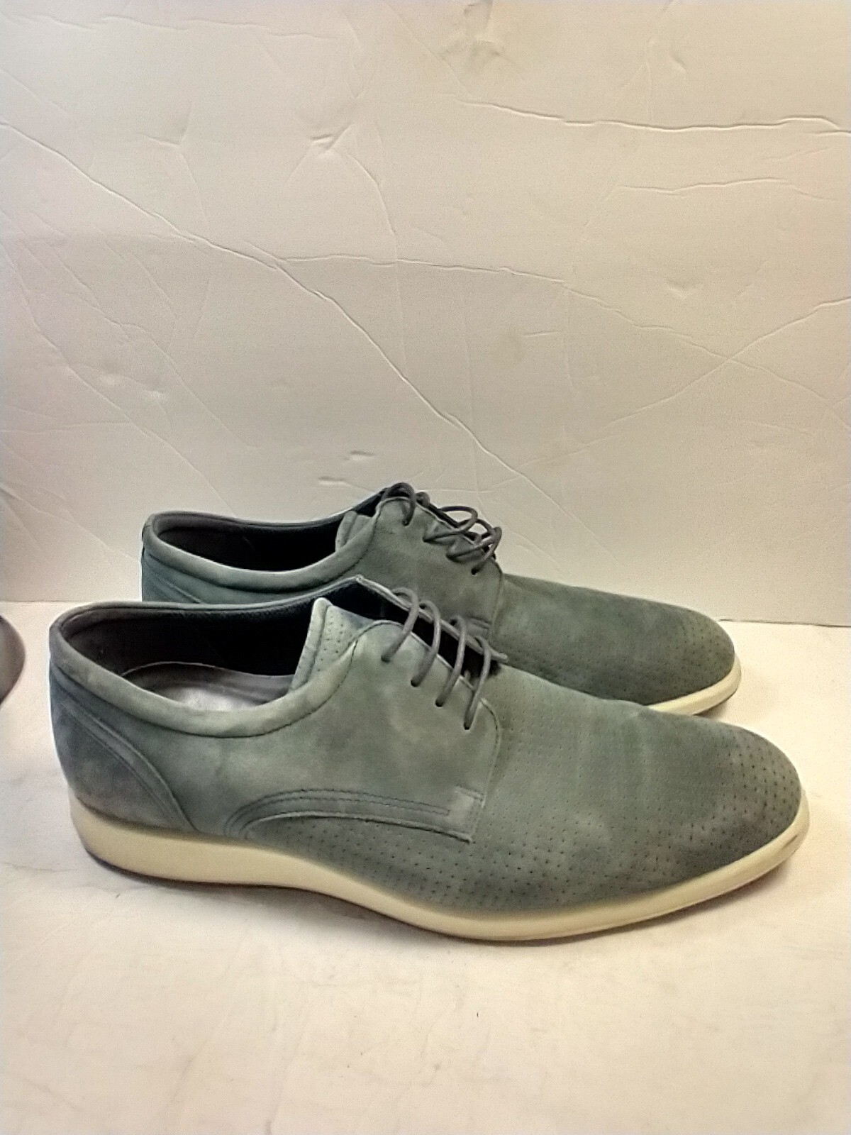 Ecco Blue Suede Leather Shock Point Oxfords Shoes Men… Gem