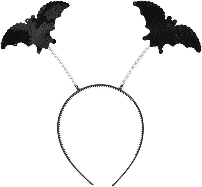 Halloween Sequined Black Bats Headband