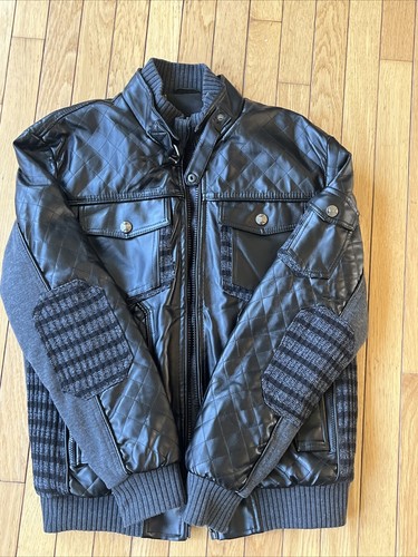 Robert Phillipe New York Herren schwarze Kunstlederjacke Large Bomber - Bild 16 von 16