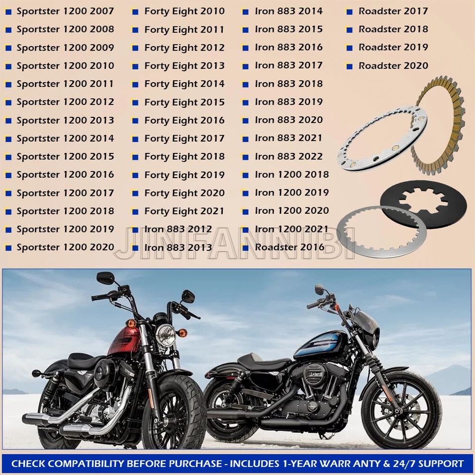 Complete Clutch Steel Friction Plate Kit for Harley Sportster 883 1200 1991-2020 - Image 4 of 4