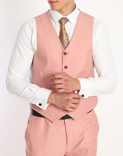 Summer Men's Peach Color Suits Thin Notch Lapel Single Buttons Jacket+Pant+Vest - Picture 6 of 17