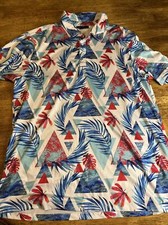 Men s Yatta Golf Polo Large White Tropical Theme