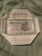 CHARDAS NYC VINTAGE RARE RESTAURANT HUNGARIAN FROSTED GLASS ASHTRAY CIRCA 1948
