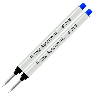 2 X- Private Reserve Ink 8120 Long Capless Rollerball Refill, Schmid, Blue Broad