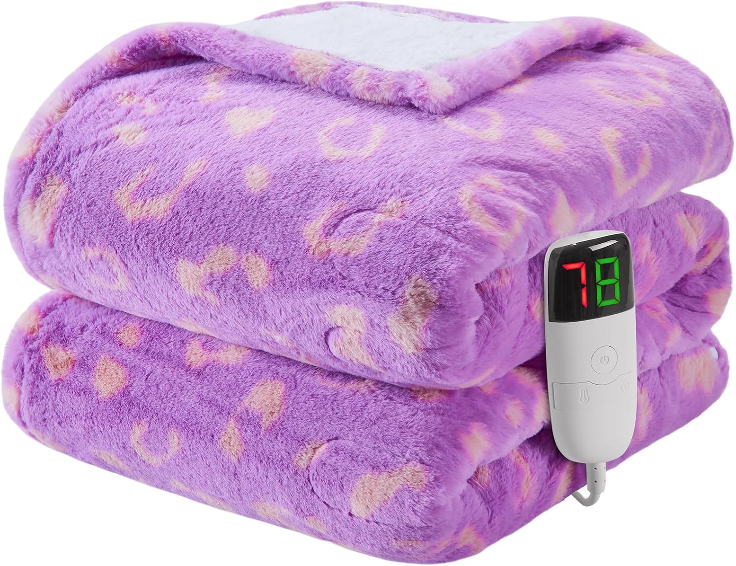 Heated Blanket Electric Throw, 62X84 Twin Faux Fur Heating Blanket with 10 Heati