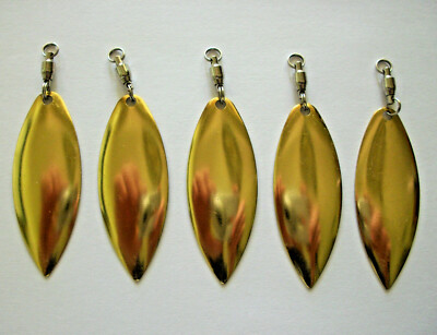 5 SPINNER BLADES   SMOOTH BRASS #5   with BB SWIVELS