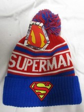 Adult DC Comics Superman Logo Man Of Steel Knit Pom Beanie Stocking Cap Ski Hat