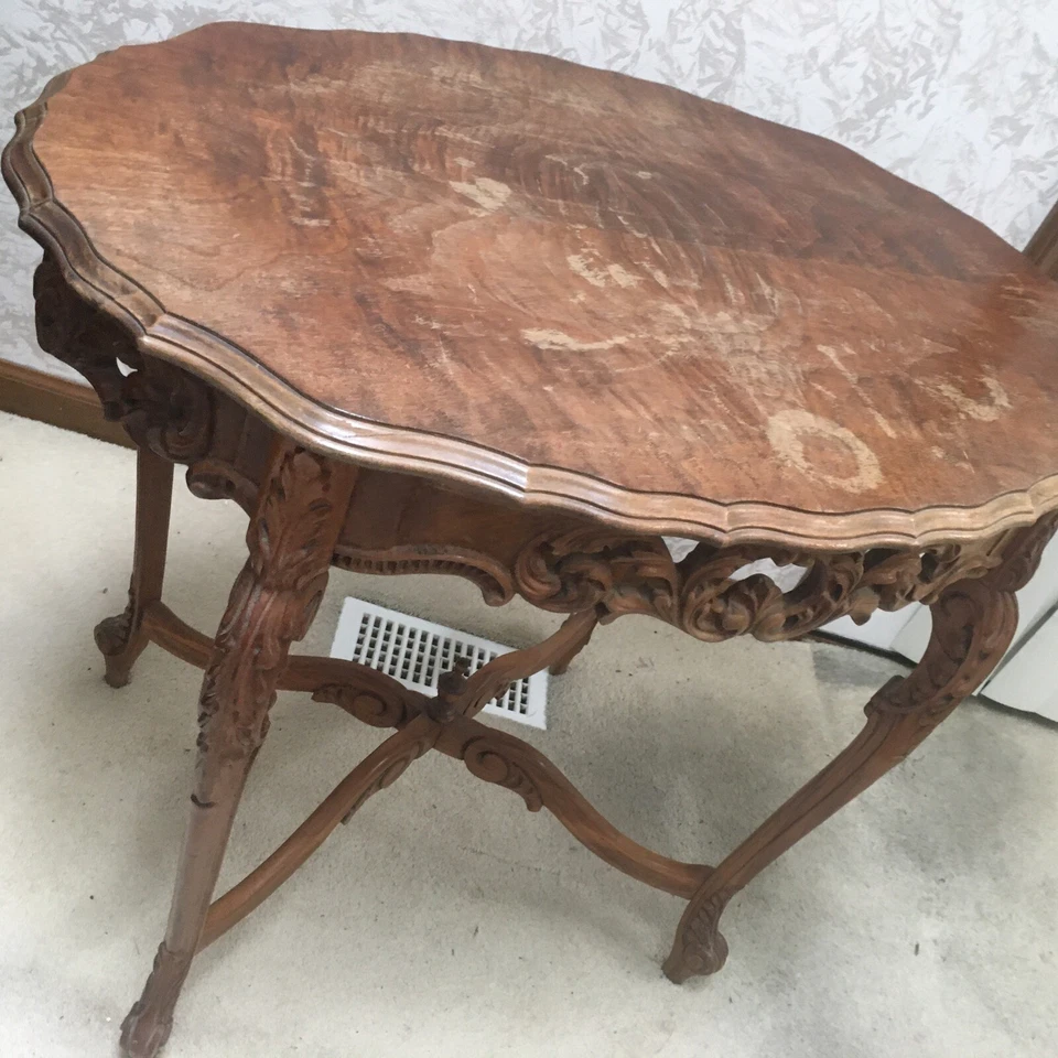 Mesa de salón francesa de principios de 1900 mesa de centro roble macizo Foto 4 de 4