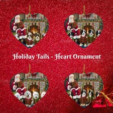 Santa Cozy Fire Holiday Tails Dog Cat Pet Photo Heart Christmas Tree Ornament