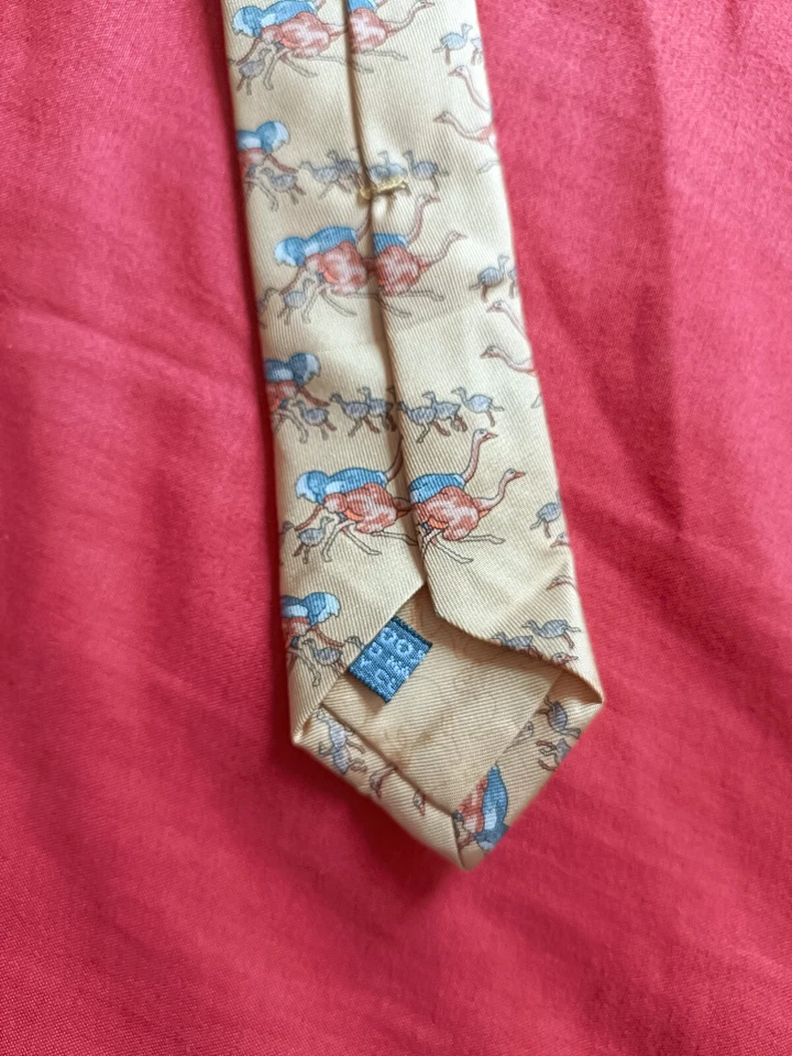 Auténtico HUNTING WORLD Hombres Corbata Ancho 4" x 58" AMARILLO Hecho en Italia Foto 3 de 4