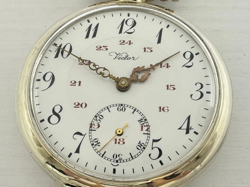 维克多古董 1900 年代瑞士惊人艺术装饰银色男士手表带珐琅表盘 — 第 2/4 张图片