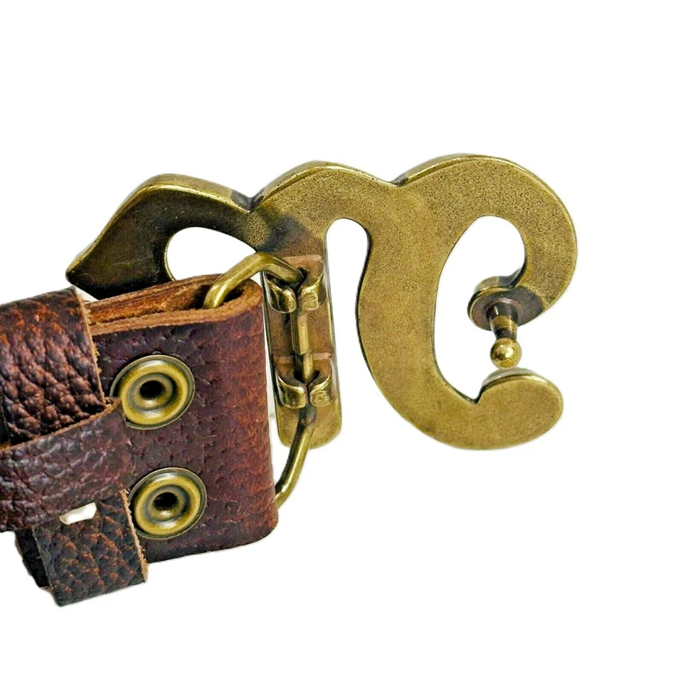 Cinturón y hebilla de cuero Miss Me para mujer L 35 a 39 cintura marrón metálico estrás Foto 3 de 4