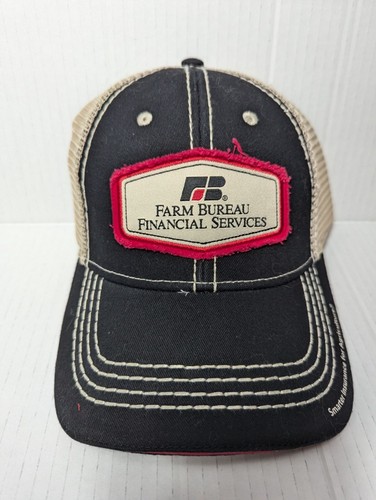 Farm Bureau Financial Services Red Begie Black mesh stitched baseball cap adjust