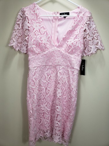 Lulu's pink lace overlay dress short womens NWT Sz Small back zip