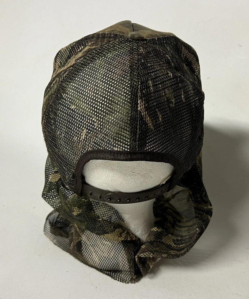 Vintage Camo Camouflage Hunting Mosquito Net Facemask Snapback Hat - Made in USA - Изображение 3 из 4