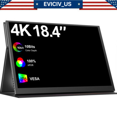 EVICIV 18.4'' 4K Portable 3840*2160 UHD IPS LED Monitor Video Audio HDMI Input US