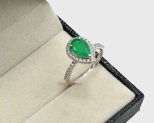 10x7 MM Natural Emerald Gemstone 925 Sterling Silver May Birthstone Wedding Ring