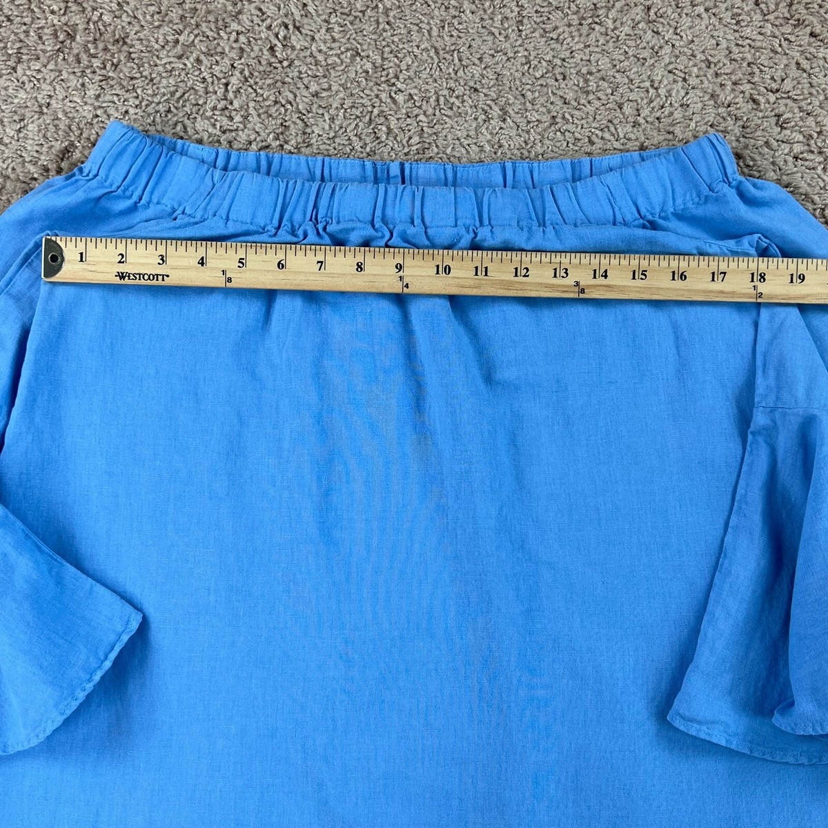 Robe Zara Bleue épaule Dénudée En Coton-lin - Taille S - Occasion Très Bon état