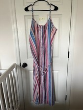 Plus Size Colorfully Striped Belted Cami Dress-Shein Curve Size 2XL