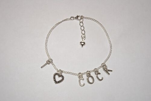 Premium 'I <3 COCK' Hotwife Anklet Ankle Chain Jewellery Cuckold Big Cock Lover - 第 3/4 張圖片