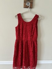 NWT LOFT Womens Size 0 Red Lace Dress Sleeveless