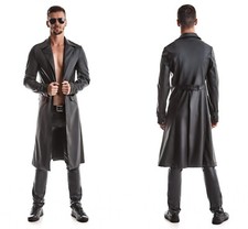 REGNES RFP KUNSTLEDER MANTEL matt  jacke clubwear schwarz trenchcoat gothic