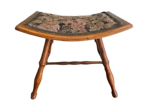 Antique Vintage Primitive Wooden Arched Bench Floral