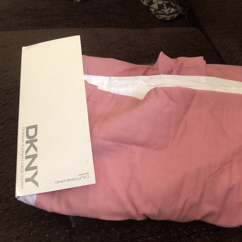 DKNY California King Bedskirt Pink Tailored Cotton Pleated Bedroom Refresh - Picture 3 of 3