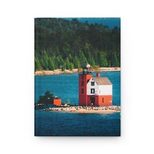 Round Island Lighthouse Hardcover Journal - Mackinac Island, Michigan Travel