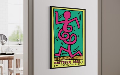 額装品/Montreux Jazz/キース へリング/インテリア/アート/特別品 KEITH HARING 'Montreux Jazz Festival' 1983 Poster, 27”x39” | eBay