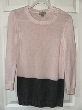 Ann Taylor Loft Women's Medium Pullover Sweater Pink Gray Colorblock EUC