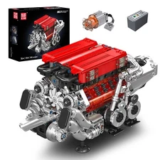 Mould King 10163 W16 Engine Red Motor Model Building Block Toy Collectibles