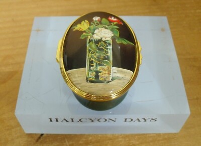 Ltd Ed Halcyon Days ''Rosen und eine Tulpe in einer Vase'' - Manet Emaille Box - 2 3/4''