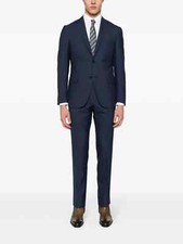 495- Ralph Lauren Plaid Wool 2-piece Suit, Navy, 40 Reg