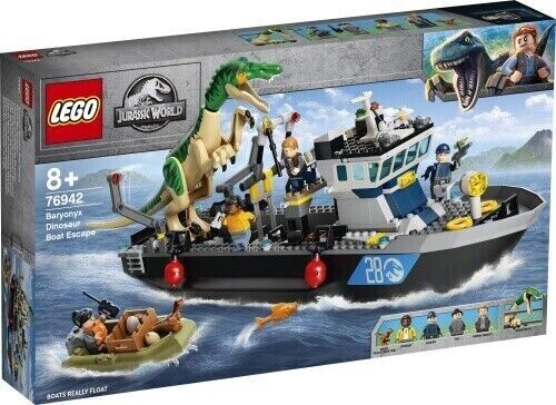 LEGO JURASSIC WORLD FUGA SULLA BARCA DAL BARYONYX PEZZI 308 ETA' 8+ 76942