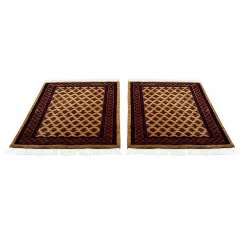 Handmade Hand Knotted Woolen Rug 2x2 feet (60x60 cm) Lichi Yellow Pair - Picture 3 of 5