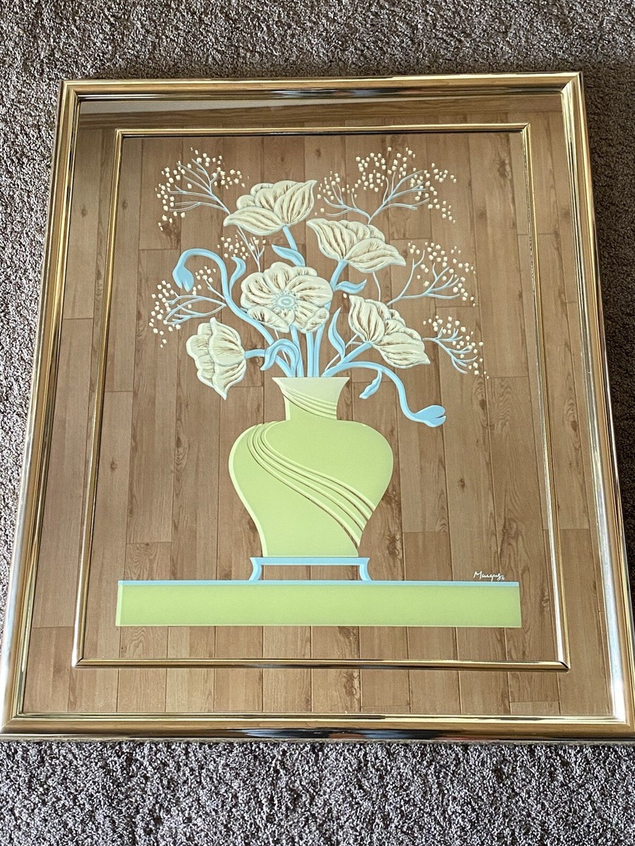 1980s Vintage Windsor Art Large Floral Flower Vase Deco Brass