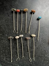 Vintage Silver & Gem Stone Cocktail & Hors D'oeuvre Picks (11)&nbsp;