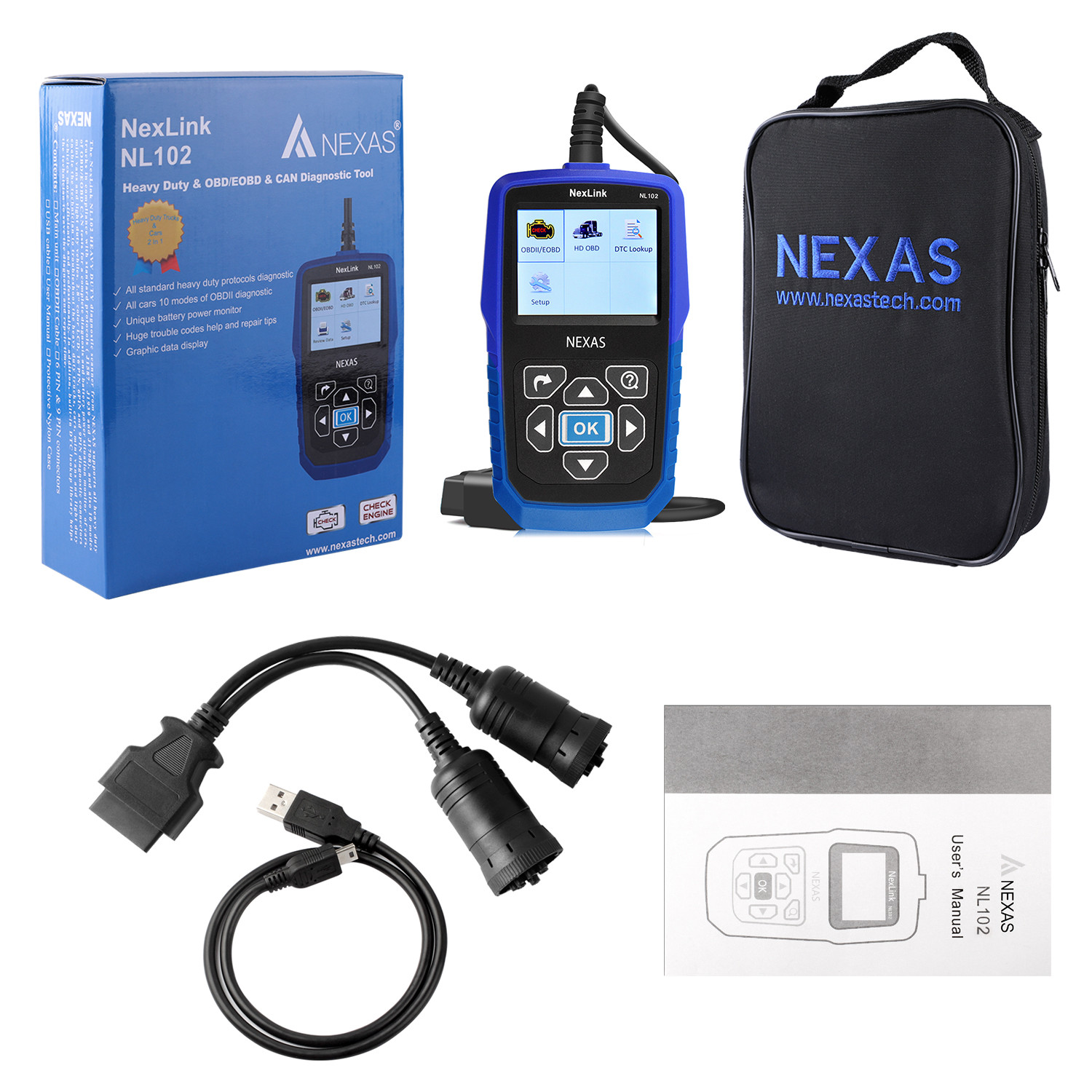 NEXAS NL102 HD HEAVY DUTY DIESEL TRUCK DIAGNOSTIC SCANNER TOOL OBDII