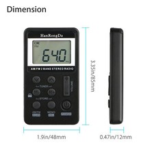 Mini Portable Pocket Digital LCD AM FM Radio Stereo 2 Band Receiver w/Earphones