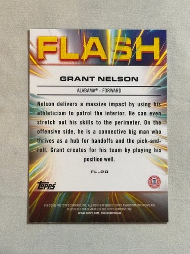 2024-25 Bowman Chrome University X-Fractor Flash Grant Nelson #FL-20 Alabama - Picture 2 of 2