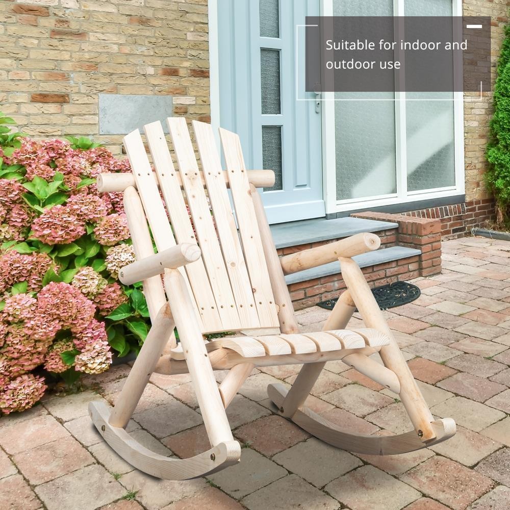 Wooden Rocking Chair Porch Rocker Balcony Deck Outdoor Garden Seat