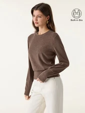 OGL ProWarm Elevated Crewneck Brushed Brami w/ Banded Hem Color Mocha XS-2XL