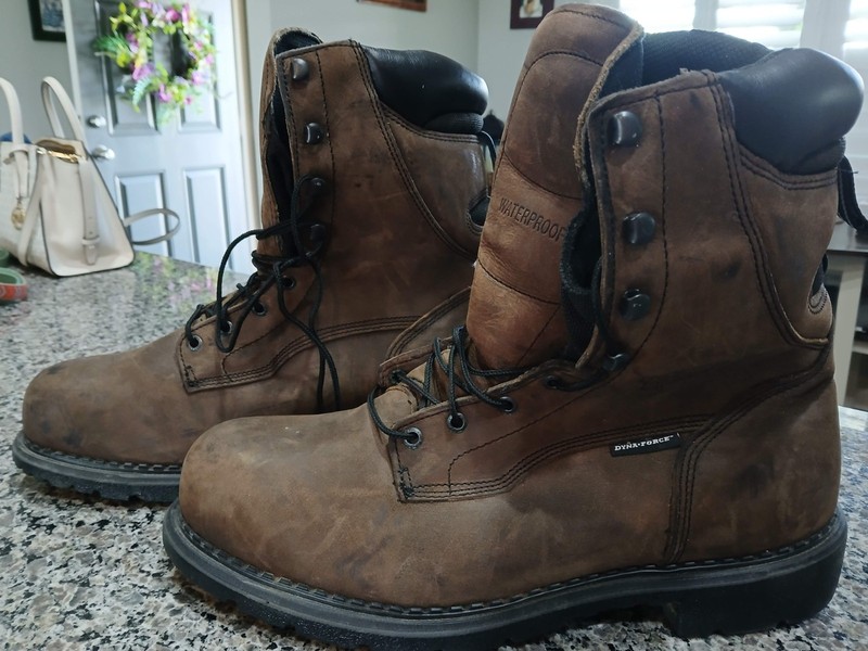 MEN'S RED WING #2211 STEEL TOE DYNA FORCE WATERPROOF BROWN LEATHER BOOT SIZE 14 